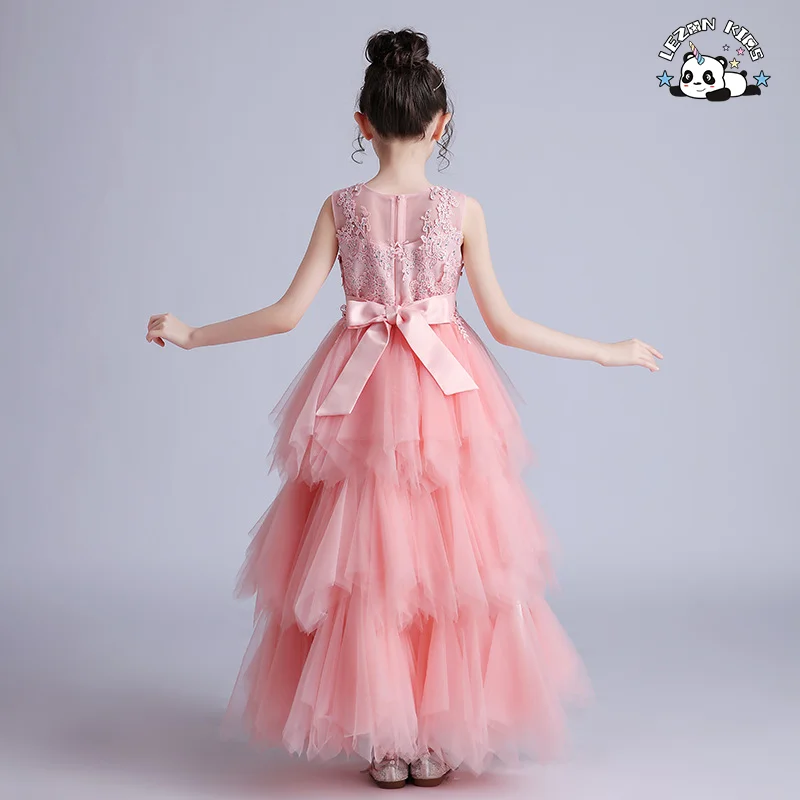 LEZONKIDS - Vestidos de Tule em Camadas com Bordados para Meninas para Casamento